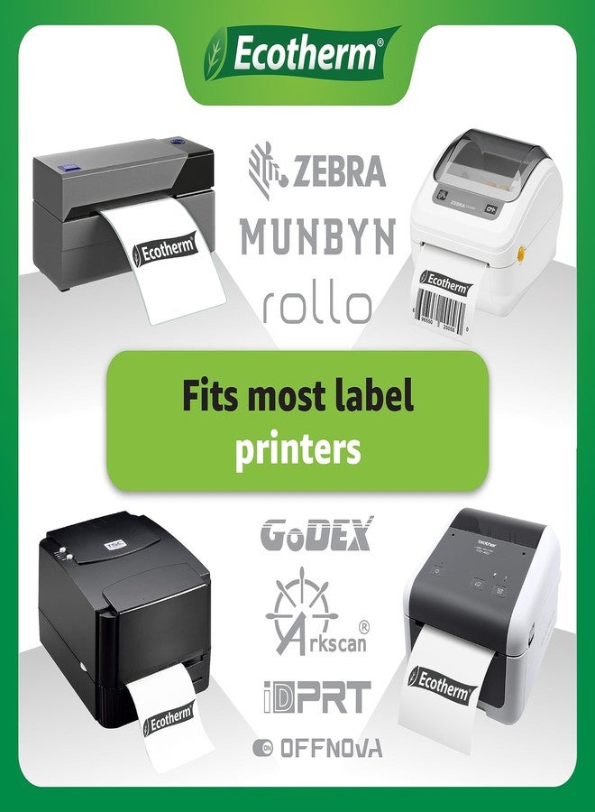 Ecotherm 2.25" x 3" Thermal Labels | 4 Rolls | 2100 Labels | fits Zebra, Munbyn, Rollo, Godex, Arkscan, iDPRT, Offnova Thermal Label Printers and More | Blank White Adhesive Stickers by Ecotherm - Image 5